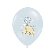 10 baloane bleu cu buline albe si elefant 30 cm