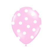 10 baloane roz pastel cu buline albe 30 cm