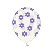 10 baloane transparente cu flori mov - 30 cm