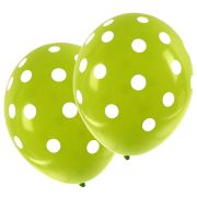 10 baloane verde pastel cu buline albe 30 cm