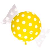 Balon folie bomboana galbena cu buline albe 45 cm
