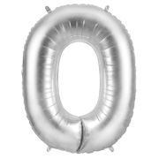 Balon folie cifra 0 argintiu - 41cm inaltime