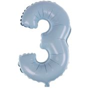 Balon folie cifra 3 bleu -30 cm inaltime