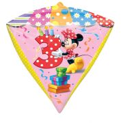 Balon folie metalizata diamondz Minnie Mouse cifra 3 - 43 cm