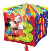 Balon folie metalizata patrat Mickey Mouse cifra 3 - 38 cm