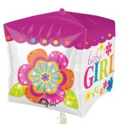Balon patrat folie metalizata Baby Girl - 38 cm