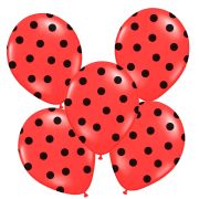10 baloane rosii cu buline negre 30 cm