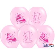 10 baloane roz botosei si cifra 1 - 30 cm