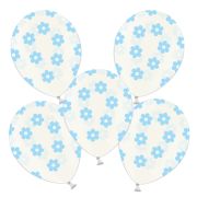 10 baloane transparente cu flori bleu 30 cm