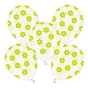 10 baloane transparente cu flori verzi 30 cm
