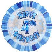 Balon folie bleu cifra 4 - 45 cm