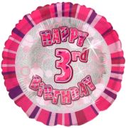 Balon folie roz cifra 3 - 45 cm