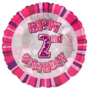 Balon folie roz cu cifra 2 - 45 cm