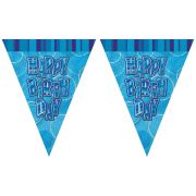 Party banner cu stegulete bleu pentru aniversare Happy Birthday