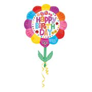 Balon folie floare multicolora Happy Birthday 53 x 73 cm