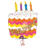 Balon folie tort Happy Birthday 55 x 68 cm