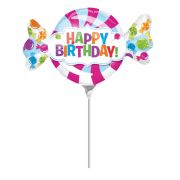 Balon mini folie bomboana Happy Birthday 33 x 20 cm