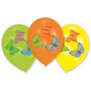 8 Baloane latex multicolore cu fluturi - 25 cm