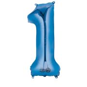 Balon folie albastru cifra 1 - 33 x 86 cm