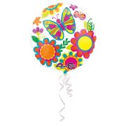 Balon folie cu fluturi si flori 43 cm