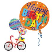 Balon folie Happy Birthday bicicleta 66x78 cm