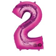 Balon folie roz cifra 2 - 55 x 83 cm