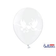 25 baloane transparente cu porumbei albi 30 cm