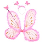 Aripi fluture roz cu puf si detalii aurii