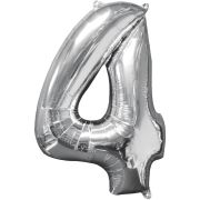 Balon argintiu cifra 4 - 43 x 66 cm