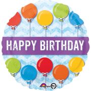 Balon bleu Happy Birthday 43 cm