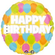 Balon galben Happy Birthday 43 cm