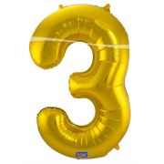 Balon cifra 3 auriu 86 cm