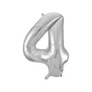 Balon cifra 4 argintiu 86 cm