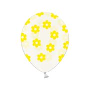 10 baloane transparente din latex cu flori galbene
