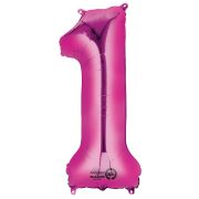 Balon folie roz cifra 1 - 33 x 86 cm