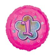 Balon folie roz cu cifra 1 - 43 cm