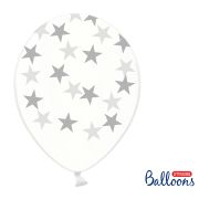 10 baloane transparente cu stelute argintii 30 cm