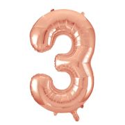 Balon cifra 3 roz - 86 cm