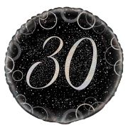 Balon folie negru 30 ani - 45 cm