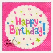 Servetele fuchsia Happy Birthday