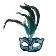 Masca de carnaval bleu cu slipici negru