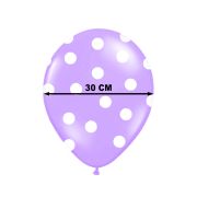 10 baloane mov cu buline albe - 30 cm