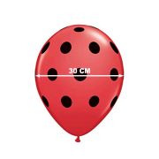 10 baloane rosii cu buline negre 30 cm