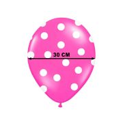 10 baloane roz inchis cu buline albe 30 cm
