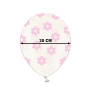10 baloane transparente cu flori roz - 30 cm