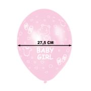25 baloane metalizate Baby Girl - 27 cm