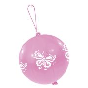 3 Baloane roz cu fluturas - punch balls - 28 cm