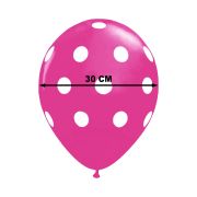 5 baloane roz din latex cu buline albe - 30 cm