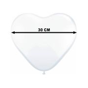 50 baloane inima alba 30 cm