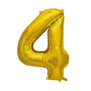 Balon folie auriu cifra 4 - 90 cm